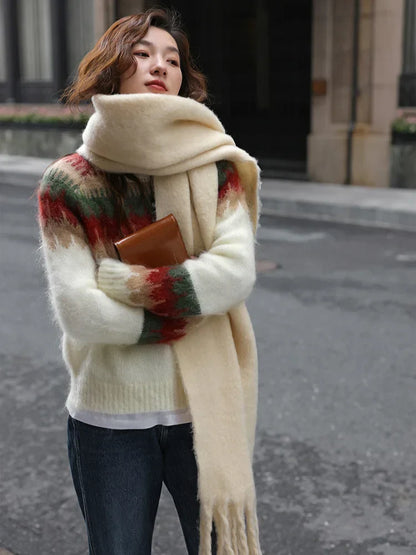 Elarova | Hässlicher Weihnachtspulli Dick gestrickter Pullover mit RetroMuster