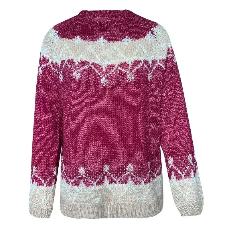 Elarova | Hässlicher Weihnachtspulli Dicker Strickpulli mit gemütlichem Jacquardmuster