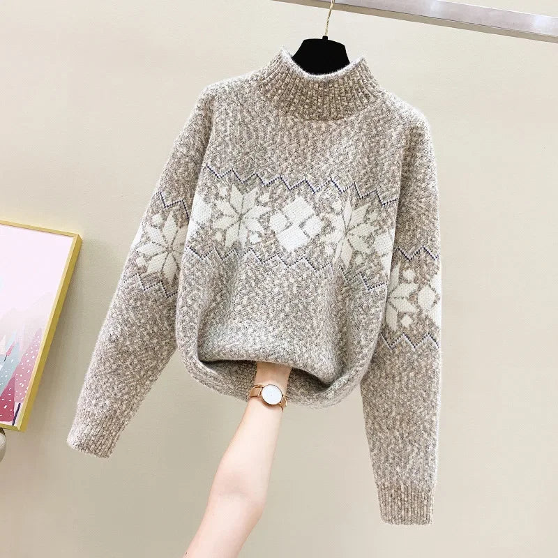 Elarova | Hässlicher Weihnachtspulli - Gemütlicher Schneeflocken-Turtleneck