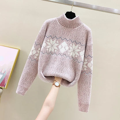 Elarova | Hässlicher Weihnachtspulli - Gemütlicher Schneeflocken-Turtleneck