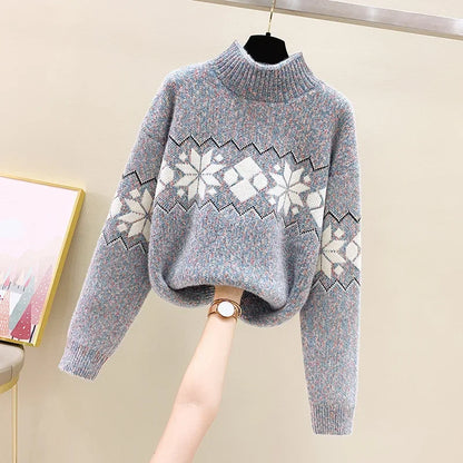 Elarova | Hässlicher Weihnachtspulli - Gemütlicher Schneeflocken-Turtleneck