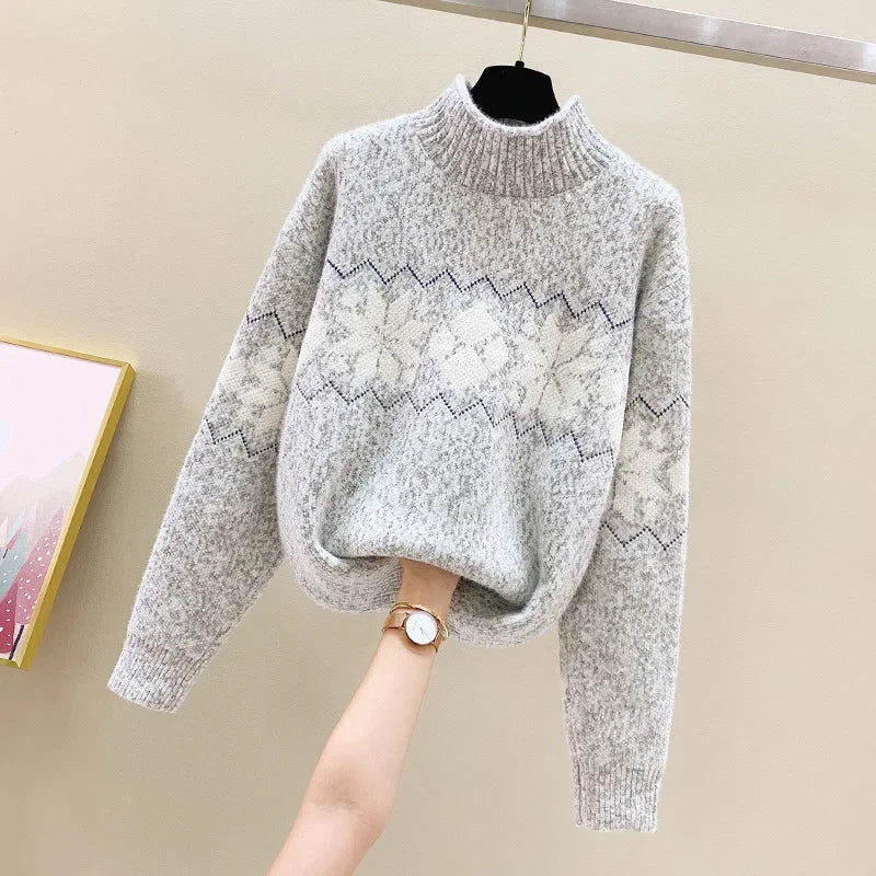 Elarova | Hässlicher Weihnachtspulli - Gemütlicher Schneeflocken-Turtleneck