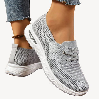 Elarova | Hellgraue orthopädische Slip-On-Sneakers für Damen