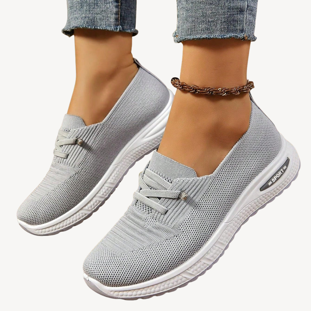 Elarova | Hellgraue orthopädische Slip-On-Sneakers für Damen