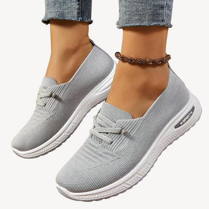 Elarova | Hellgraue orthopädische Slip-On-Sneakers für Damen