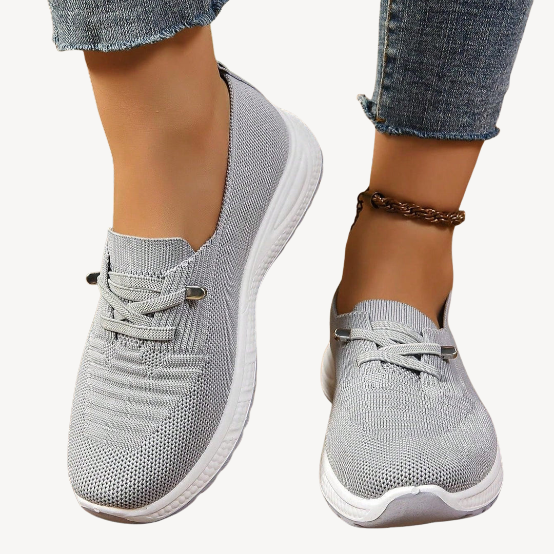 Elarova | Hellgraue orthopädische Slip-On-Sneakers für Damen