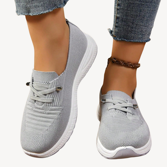 Elarova | Hellgraue orthopädische Slip-On-Sneakers für Damen