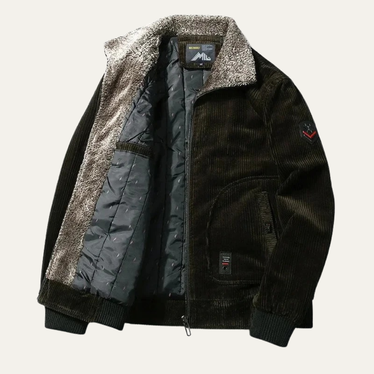 Elarova | Herren-Bomberjacke aus Cord mit Sherpa-Fleecefutter