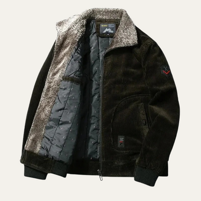 Elarova | Herren-Bomberjacke aus Cord mit Sherpa-Fleecefutter
