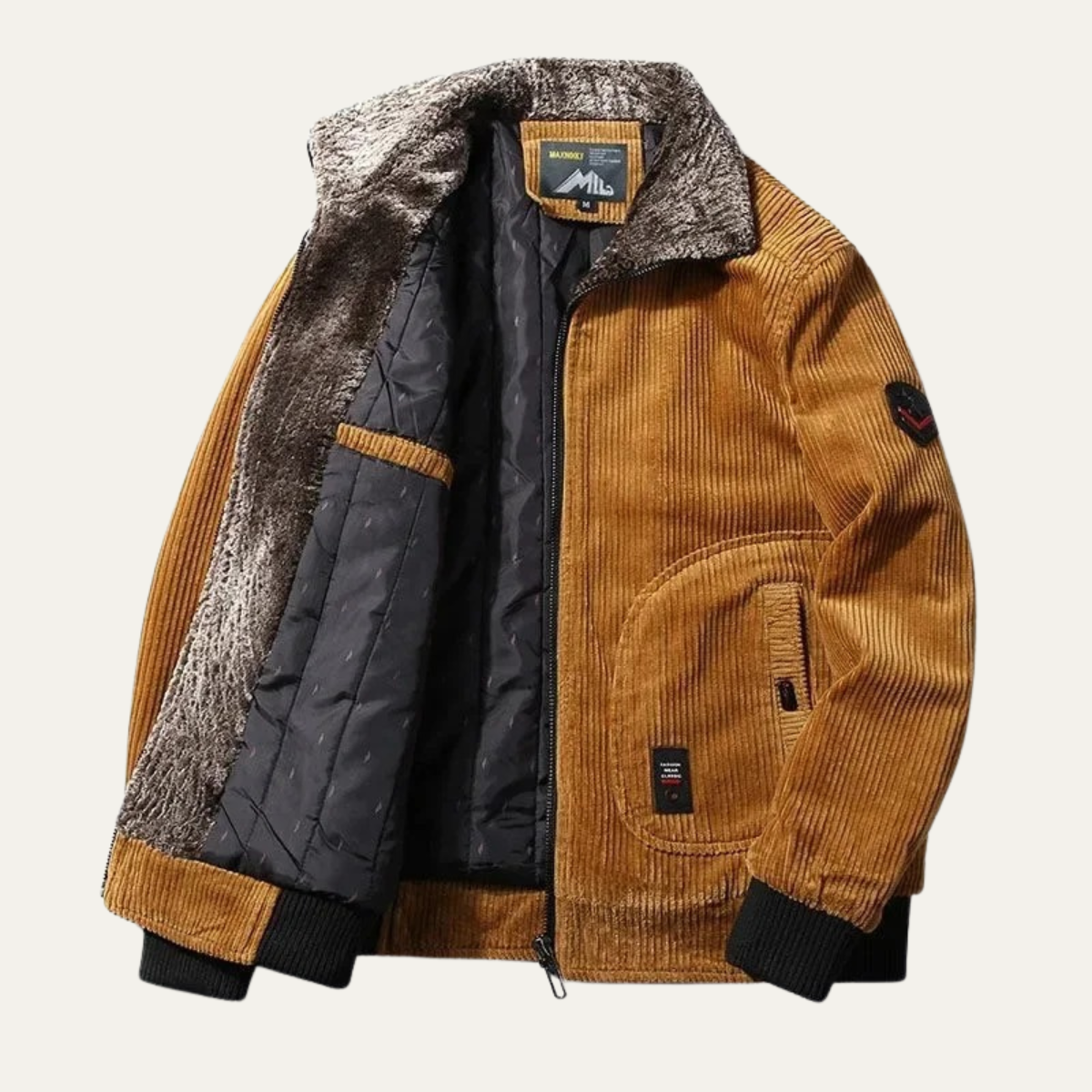 Elarova | Herren-Bomberjacke aus Cord mit Sherpa-Fleecefutter