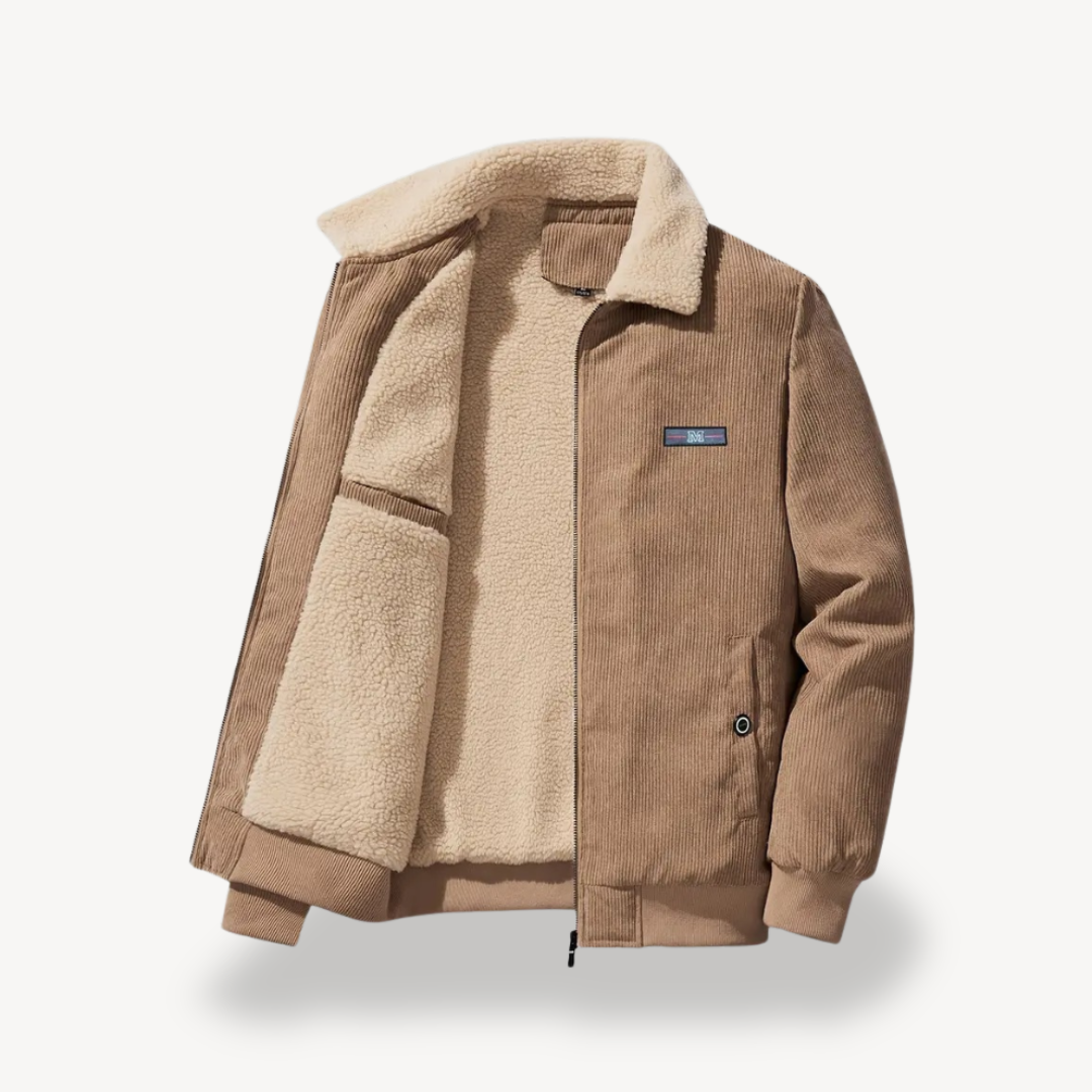 Elarova | Herren-Bomberjacke aus Cord mit Sherpa-Futter