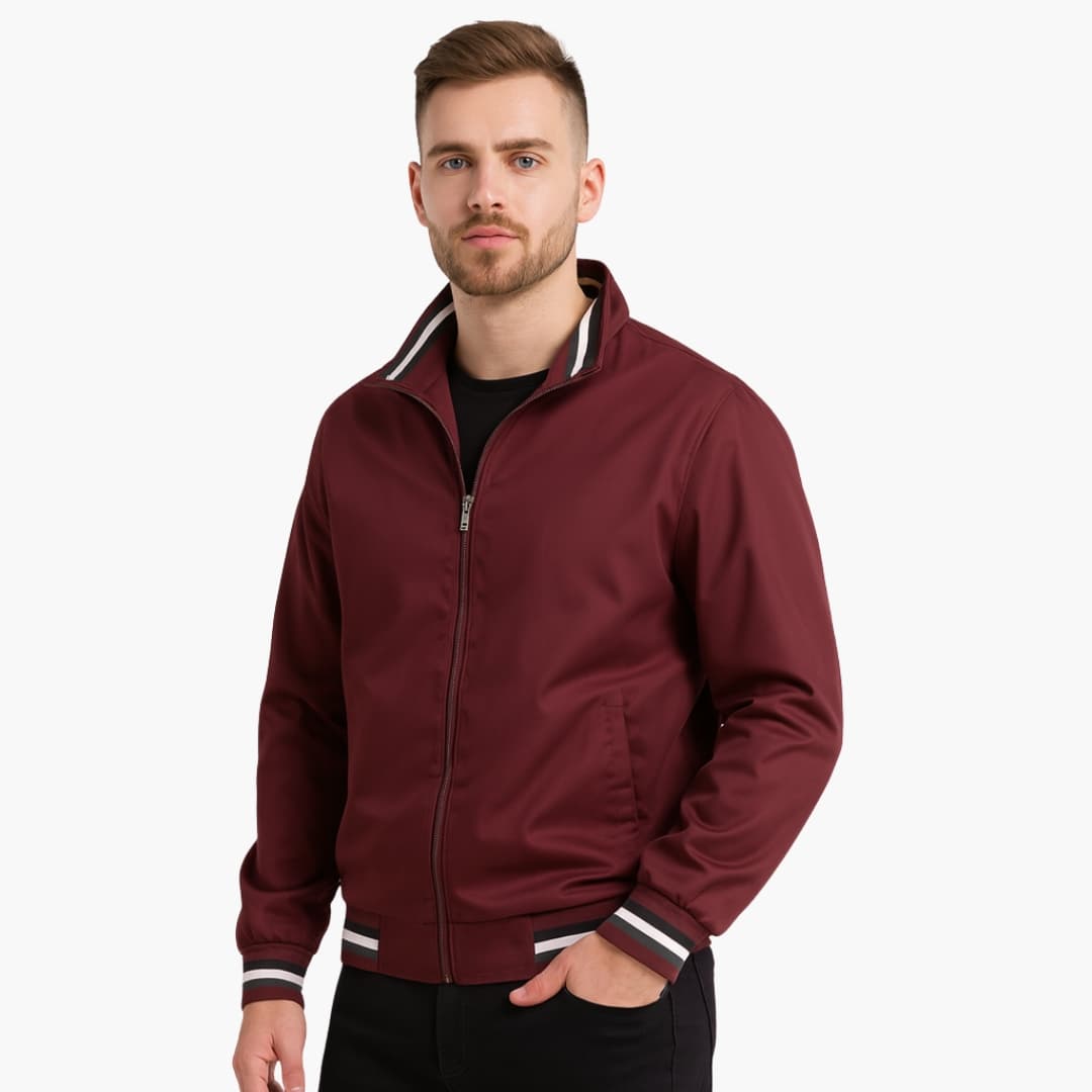 Elarova | Herren Bomberjacke mit Gestreiften Details