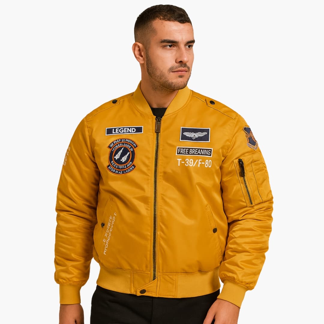 Elarova | Herren Bomberjacke mit Reißverschluss und Patches