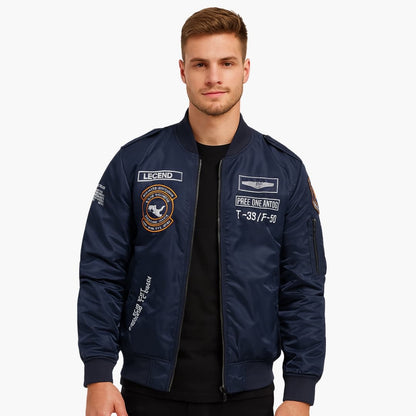 Elarova | Herren Bomberjacke mit Reißverschluss und Patches