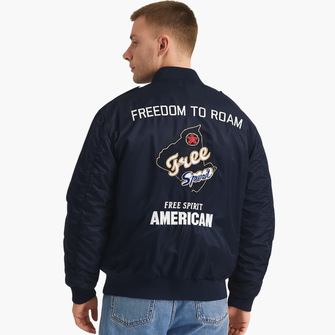 Elarova | Herren Bomberjacke mit Reißverschluss und Patches