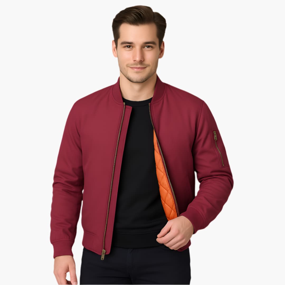 Elarova | Herren-Bomberjacke mit Reißverschluss und Rippbündchen