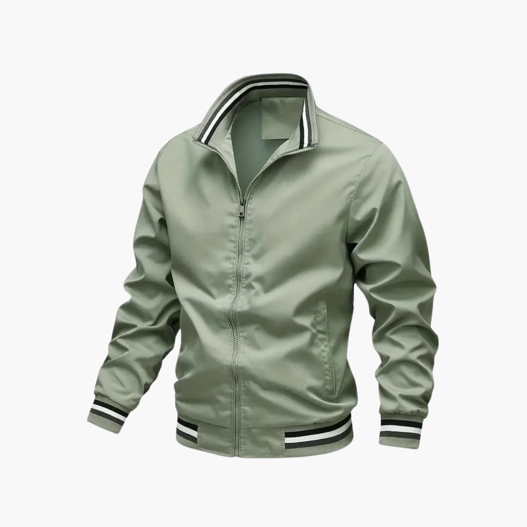 Elarova | Herren-Bomberjacke mit Reißverschluss und gestreiftem Rippbund