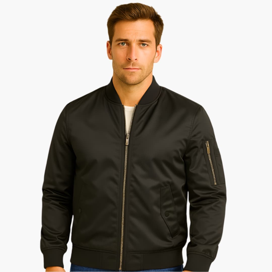 Elarova | Herren Bomberjacke mit Rippbund und Reißverschluss