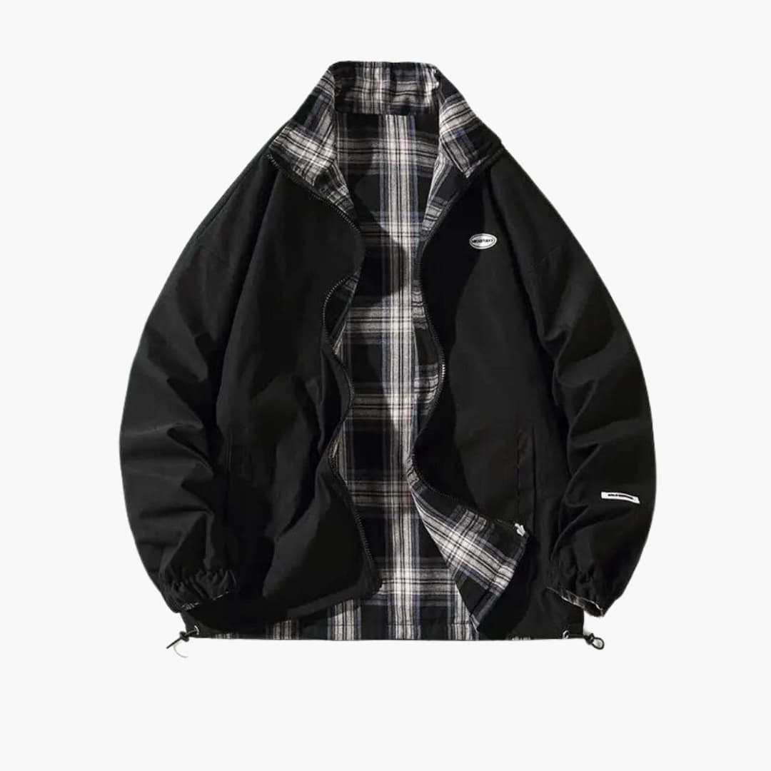 Elarova | Herren-Bomberjacke mit kariertem Innenfutter und Reißverschluss