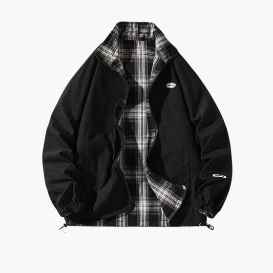 Elarova | Herren-Bomberjacke mit kariertem Innenfutter und Reißverschluss