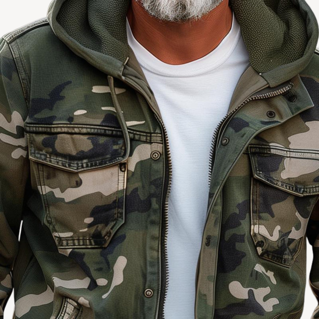 Elarova | Herren Camouflage Jacke mit Kapuze