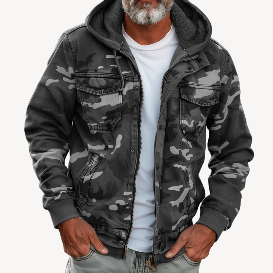 Elarova | Herren Camouflage Jacke mit Kapuze