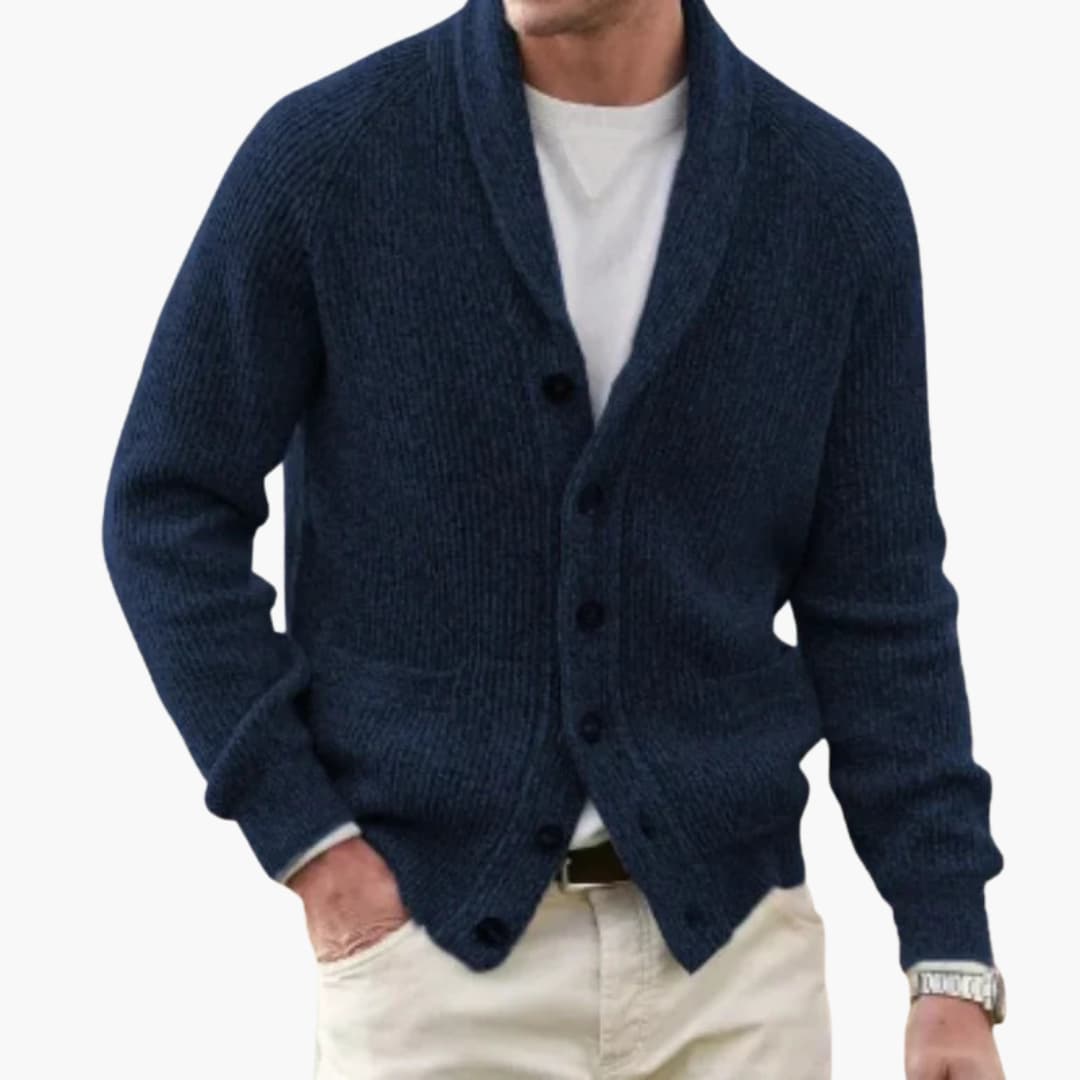 Elarova | Herren Cardigan mit Schalkragen und Fronttaschen