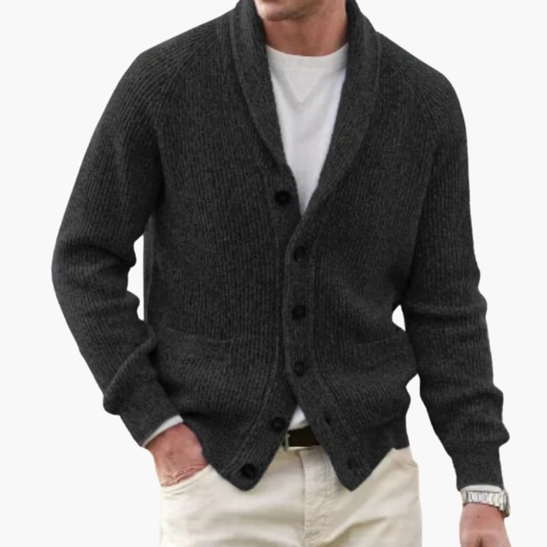 Elarova | Herren Cardigan mit Schalkragen und Fronttaschen