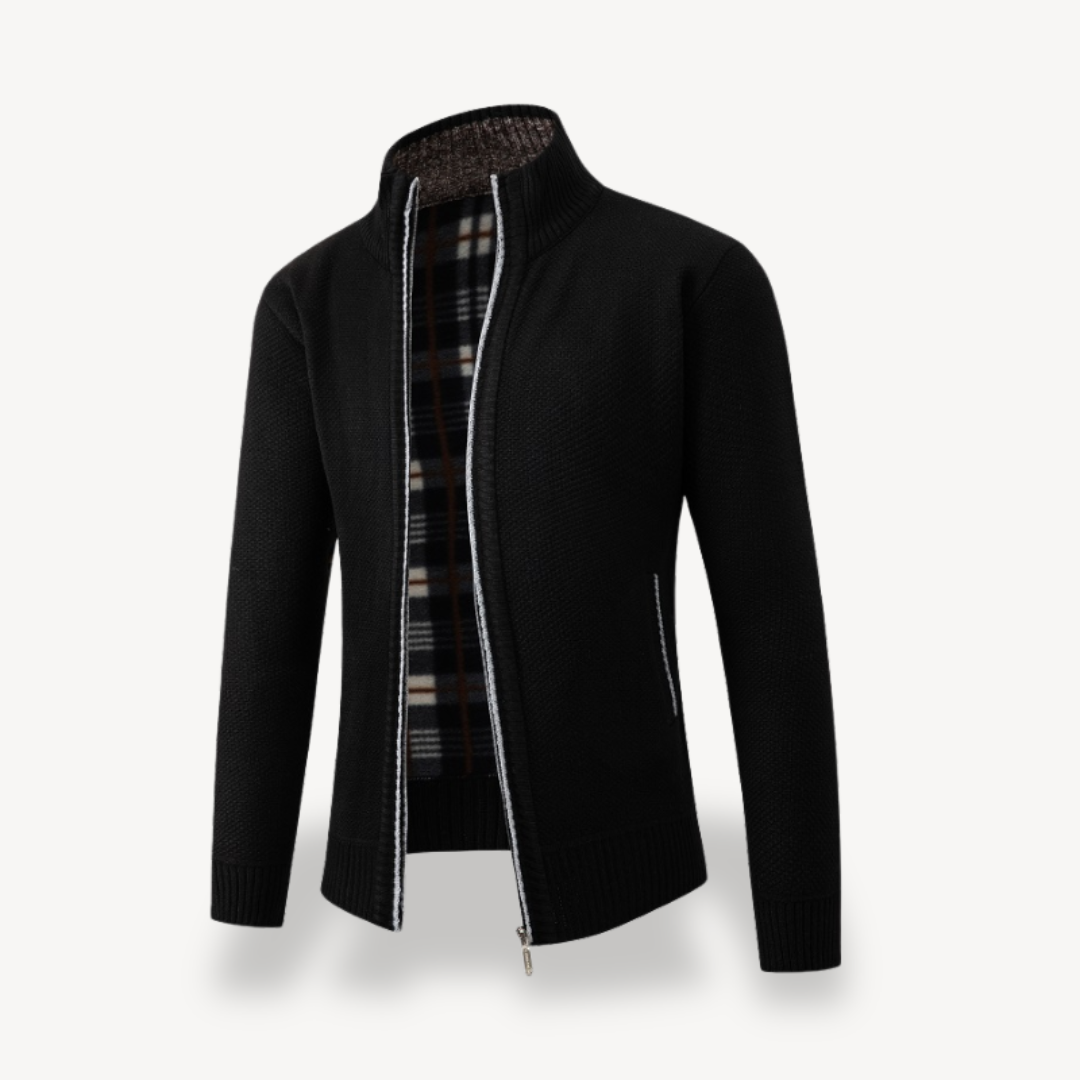 Elarova | Herren-Cardigan mit Sherpa-Futter und durchgehendem Reißverschluss