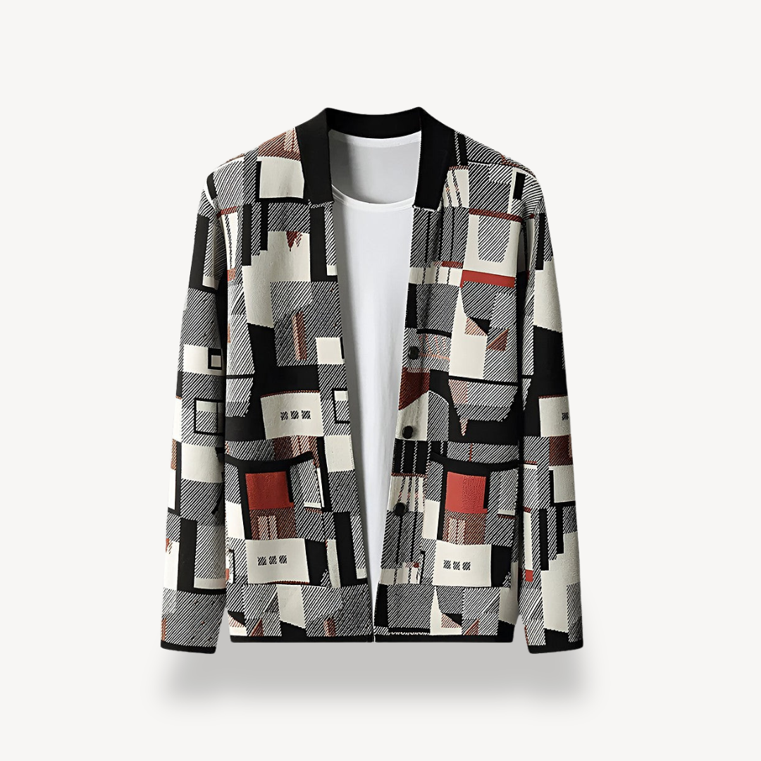 Elarova | Herren-Cardigan mit geometrischem Print
