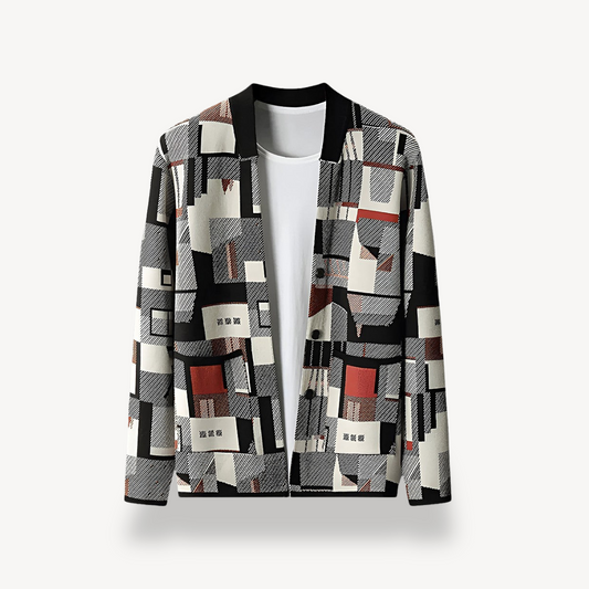 Elarova | Herren-Cardigan mit geometrischem Print