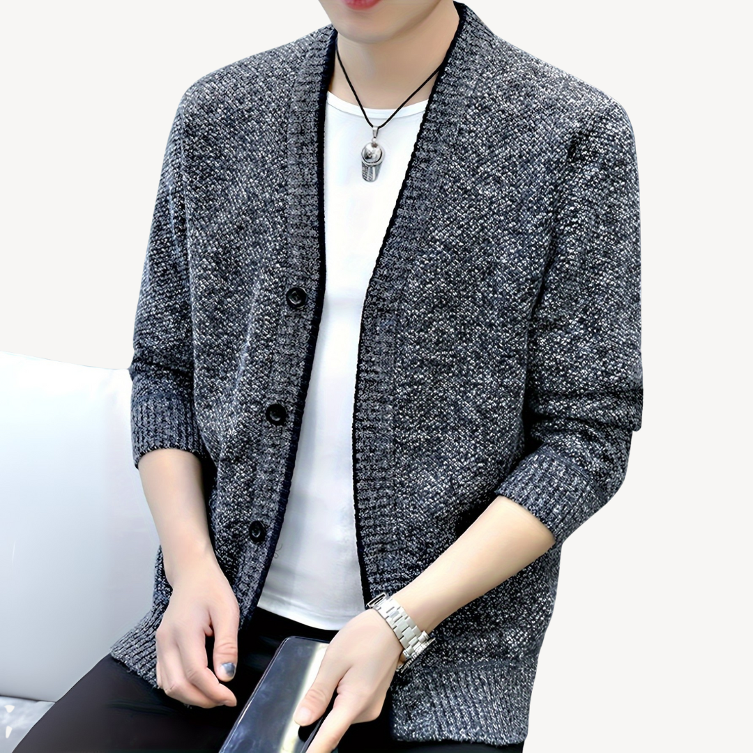 Elarova | Herren-Cardigan mit kariertem Futter