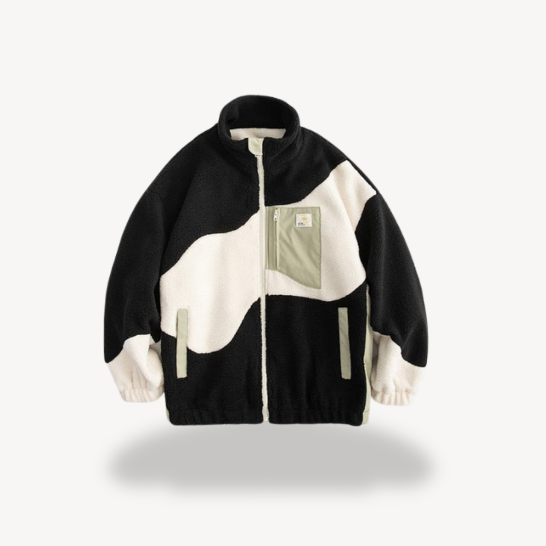 Elarova | Herren-Colorblock-Fleecejacke mit Reißverschluss