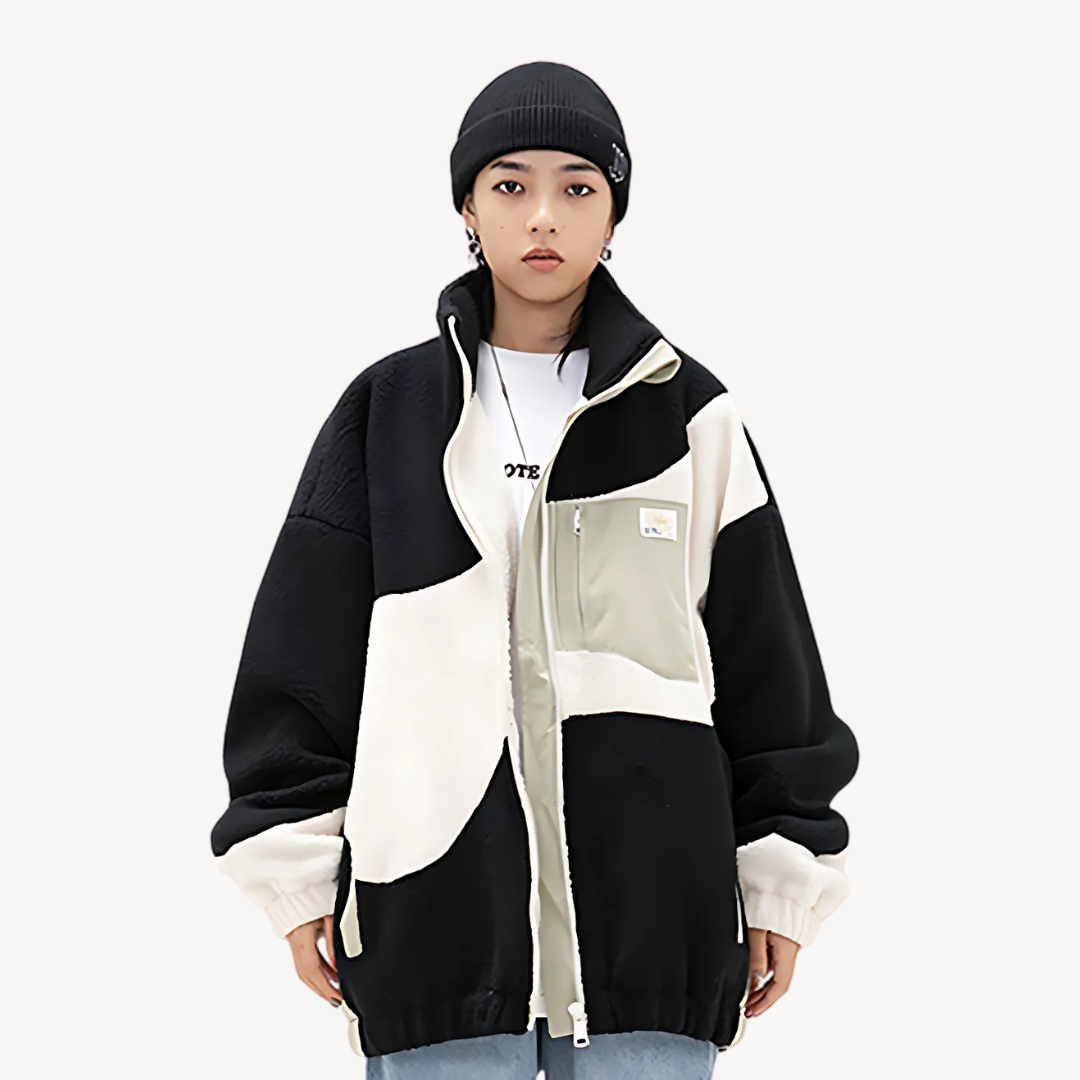 Elarova | Herren-Colorblock-Fleecejacke mit Reißverschluss