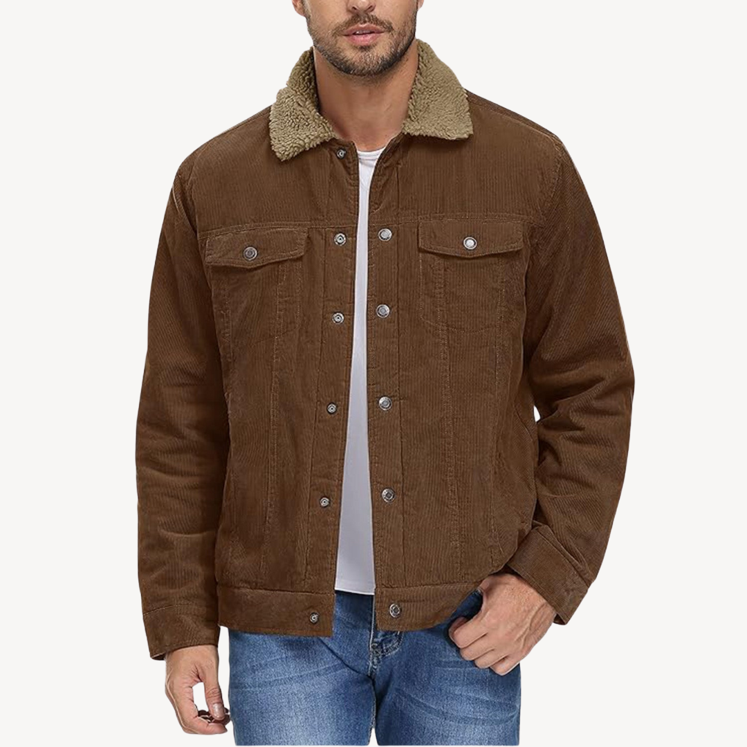 Elarova | Herren-Cordjacke mit Sherpa-Futter