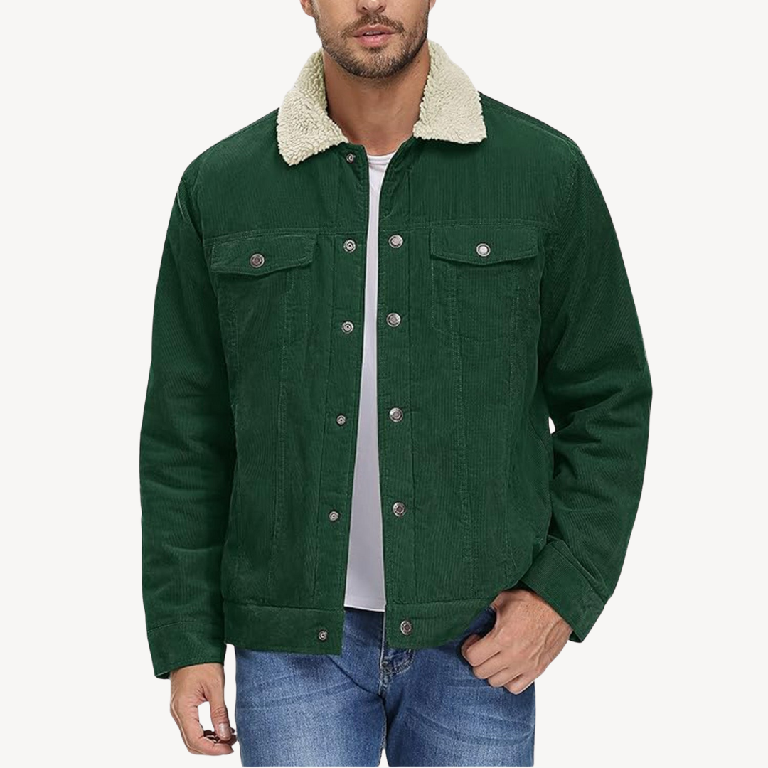 Elarova | Herren-Cordjacke mit Sherpa-Futter