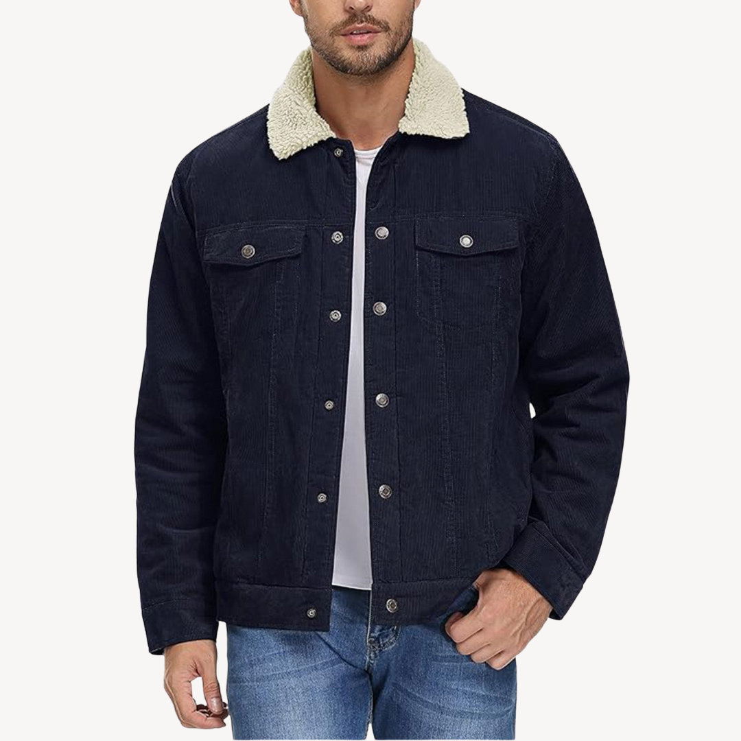 Elarova | Herren-Cordjacke mit Sherpa-Futter