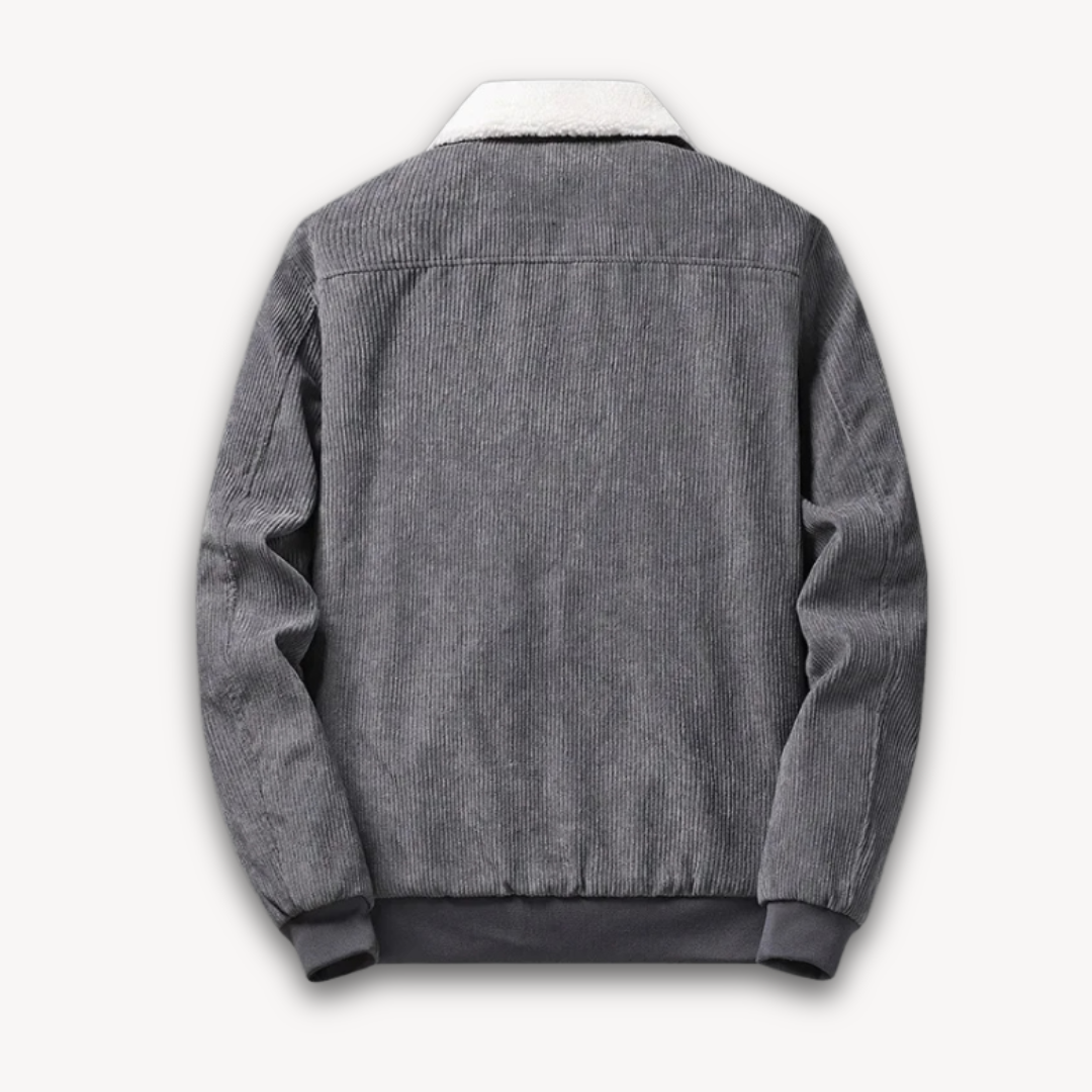 Elarova | Herren-Cordjacke mit Sherpa-Futter – Lässiger, warmer Wintermantel mit Fleecekragen