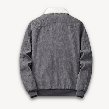 Elarova | Herren-Cordjacke mit Sherpa-Futter – Lässiger, warmer Wintermantel mit Fleecekragen