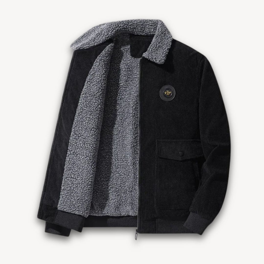 Elarova | Herren-Cordjacke mit Sherpa-Futter – Lässiger, warmer Wintermantel mit Fleecekragen