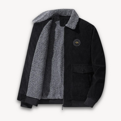 Elarova | Herren-Cordjacke mit Sherpa-Futter – Lässiger, warmer Wintermantel mit Fleecekragen