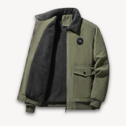 Elarova | Herren-Cordjacke mit Sherpa-Futter – Lässiger, warmer Wintermantel mit Fleecekragen