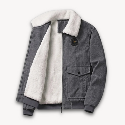 Elarova | Herren-Cordjacke mit Sherpa-Futter – Lässiger, warmer Wintermantel mit Fleecekragen
