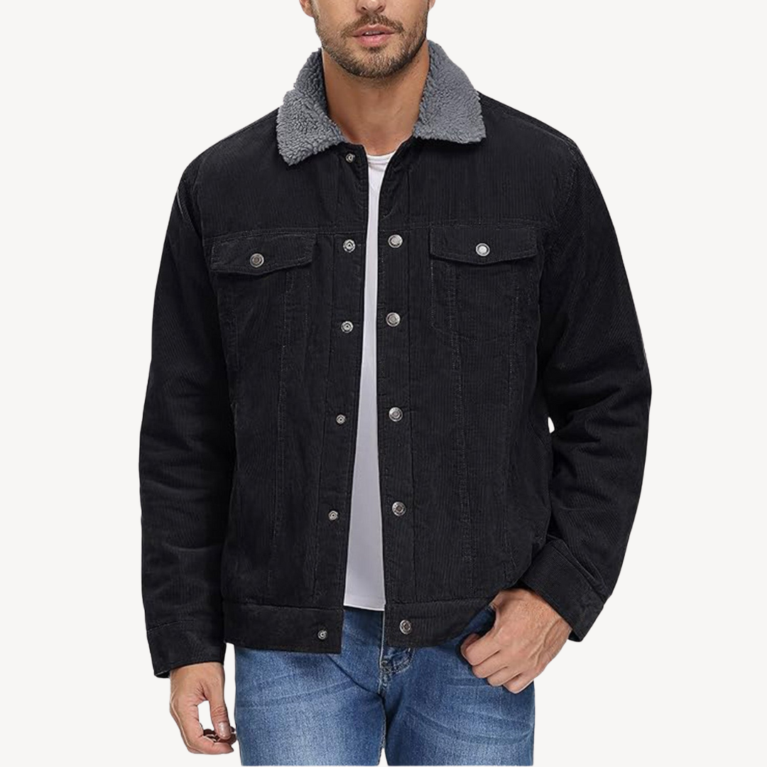 Elarova | Herren-Cordjacke mit Sherpa-Futter