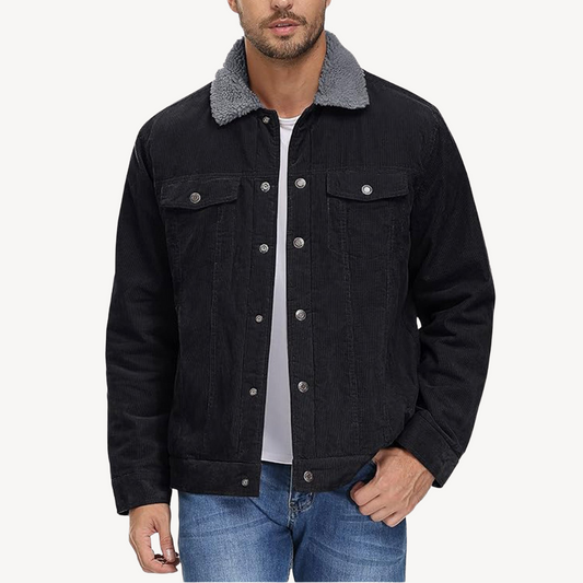 Elarova | Herren-Cordjacke mit Sherpa-Futter