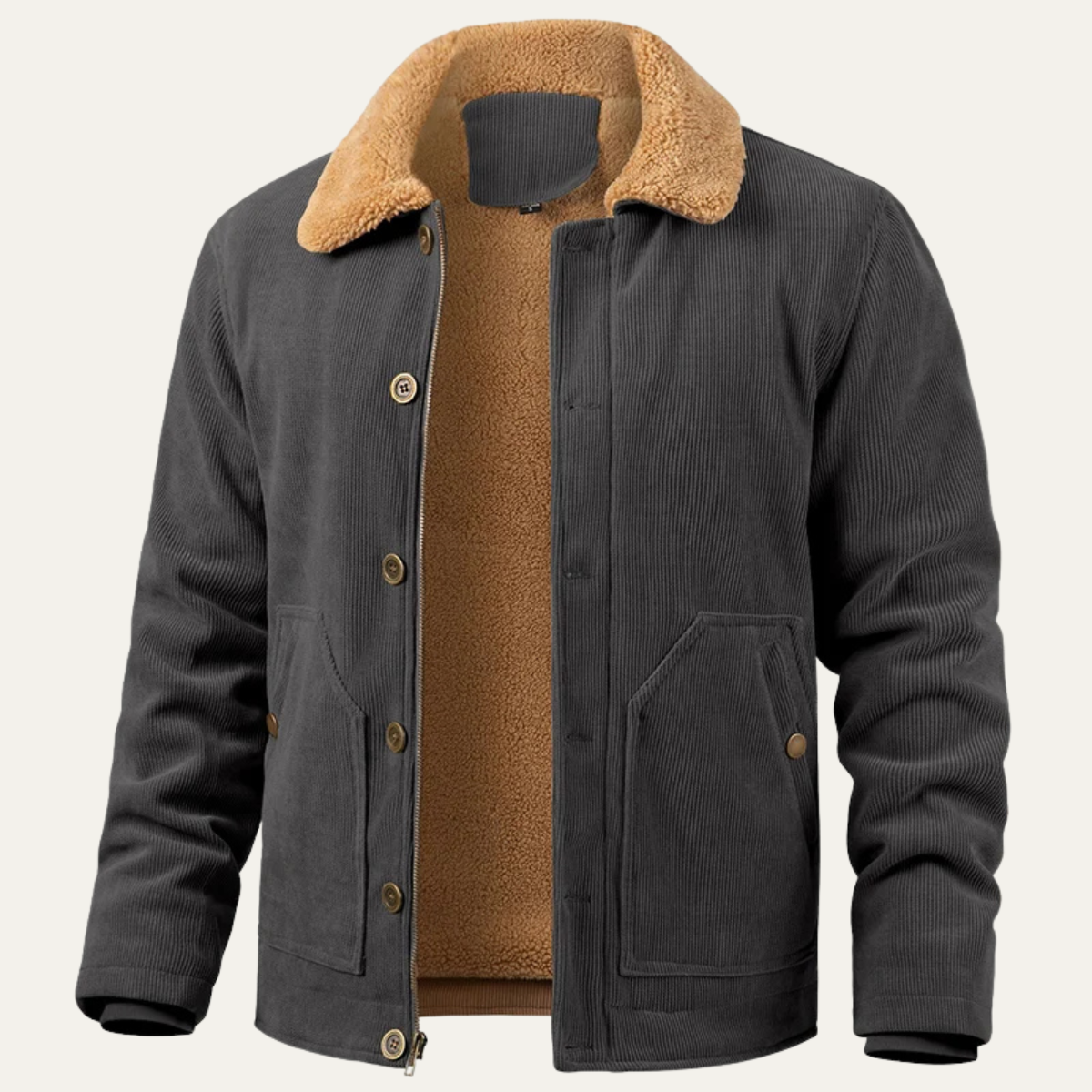 Elarova | Herren-Cordjacket mit Kragen aus Kunstfell