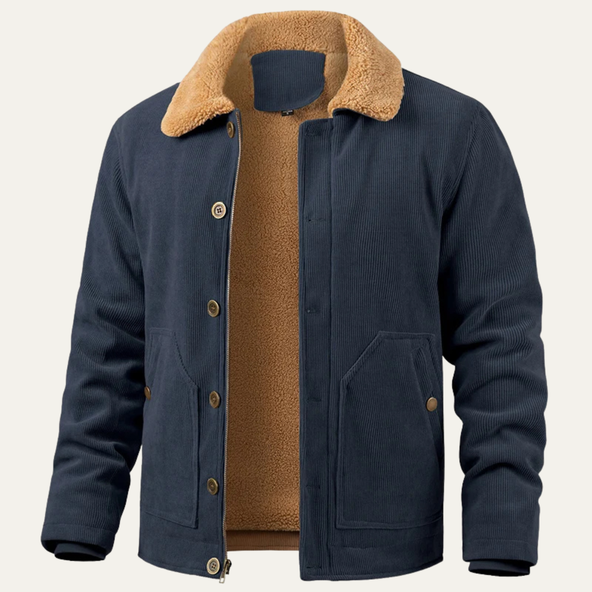 Elarova | Herren-Cordjacket mit Kragen aus Kunstfell
