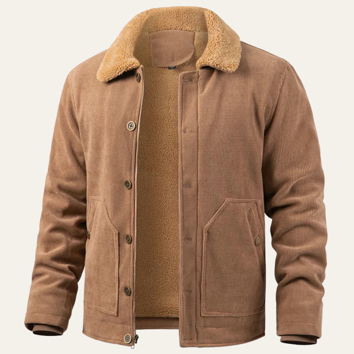 Elarova | Herren-Cordjacket mit Kragen aus Kunstfell