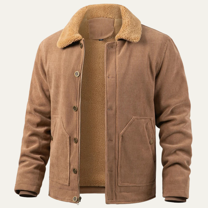 Elarova | Herren-Cordjacket mit Kragen aus Kunstfell