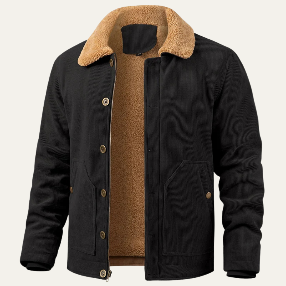 Elarova | Herren-Cordjacket mit Kragen aus Kunstfell